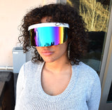 Fashion Sunglasses White Frame with Yellow Mirror Lens